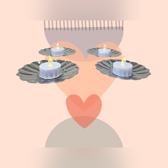 Art Silver Plated Rust Free Small Tea Light Candle Holder Cookie Desert Holders - Picture 1 of 10